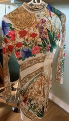 Floral Open Hip Dress LS High Side Split ties Along The Leg Women Small New Tags