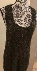 ALICE + OLIVIA Olive Green Sequined Silk Tank Dress, Medium: Chest 36” Inches