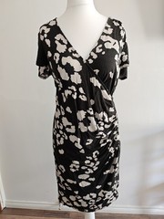 Fenn Wright Manson Black Animal Print Wrap Dress Summer Casual Elegant UK 14