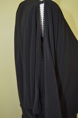 Adrianna Papell Beaded Trim Pintuck Dress Split Sleeve Black LBD Size 12 NWT