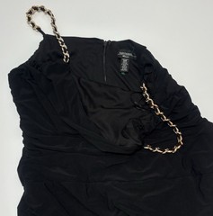 R&M Richards Black Ruched Mini Dress with Chain Straps