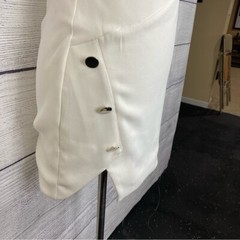 NBD Aldo White One Shoulder Mini Dress XS Revolve Asymmetric Slit Button Accent