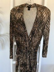 Chic Ann Taylor Women’s Geometric Print Long Sleeve Half Wrap Dress Size 6