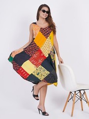 Women Casual Printed Multi Patchwork Short Umbrella Dress Wholesale Mix lot 10pc