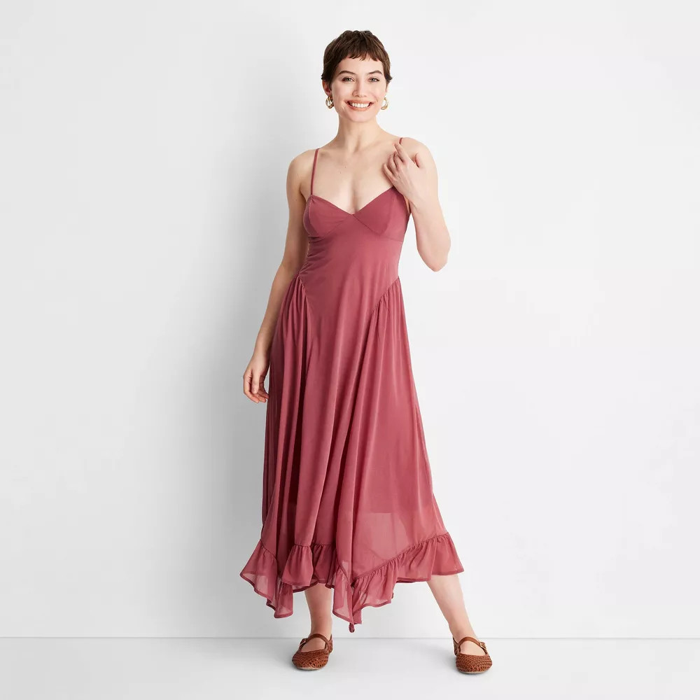 Women&rsquo;s Sleeveless Flutter Hem Maxi Dress – Future Collective
