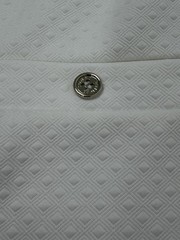Tommy Hilfiger Shift Dress Women 12 White Textured Piqué Gold Button Old Money