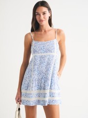 Abercrombie Scoopneck Flowy Mini Dress in Blue Floral (size S)