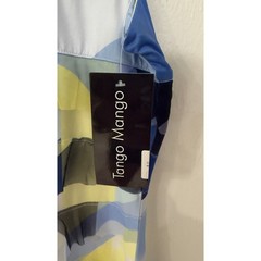 Tango Mango Geometric Abstract Mesh Ruffle Tiered Sleeveless Scoop Neck Dress S