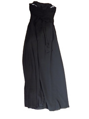 B2 Black STRAPLESS Gown Gathered Drape Waist Pleated Corset Top GALA Dress sz 8