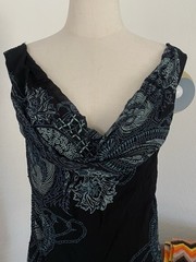 Eva Blue Fairy Whimsigoth Plus Size Paisley Beaded Cowl Dress Sz 20 Black Blue