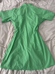 Womens Green Solid Collared Short Sleeve Button-Front Shirt Dress XS