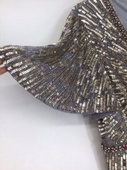 Mac Duggal Sequin NWT $595 #5538 Sequin Flutter Sleeve Gown Formal Silver SZ 10
