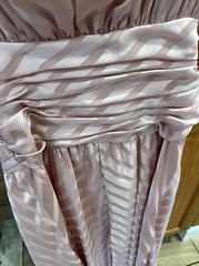 VTG Solid Stripe Silk Lined Dress Rhinestone Buttons Sz 6 Made In Hong Kong sbc