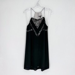 Express Dress XS Black Lace Halter Slip Dress LBD Cut Out Lace Lined