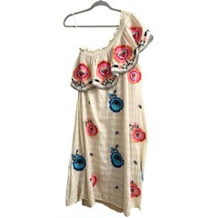 Plenty by Tracy Reese Anthro Embroidered Floral One-Shoulder Midi Dress Boho