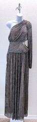 Luxxel Silver Metallic One Shoulder Cutout Maxi Dress Long Sleeve Size Large
