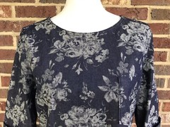 GAP *SIZE 6* ROLL CUFF MEDIUM INDIGO DENIM FLORAL SHIFT DRESS *EUC*