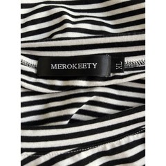 Merokeety Women’s XL Black & White Striped Tie Waist Knee Length Dress