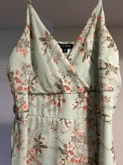 As U Wish Floral Dress Size Medium Mint Green Dress White and Red Flowers