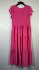 ZESICA Maxi Dress Womens 2XL Pink Boho Smocked Tiered Cottage Flutter Sleeve