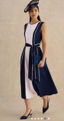 Hobbs Louise Colourblock Midi Dress Midnight Pink UK size 18 new