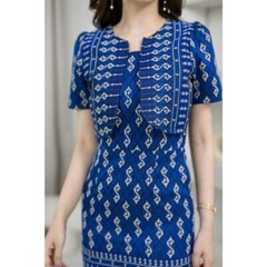 1 THAI Royal Design Style Woven Fabric Dress Decorated with a Sewn Vest NEW HOT