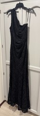 Decode 1.8 One-Shoulder Lace Long Floor Maxi Gown Dress scaloped Ruched Black 10