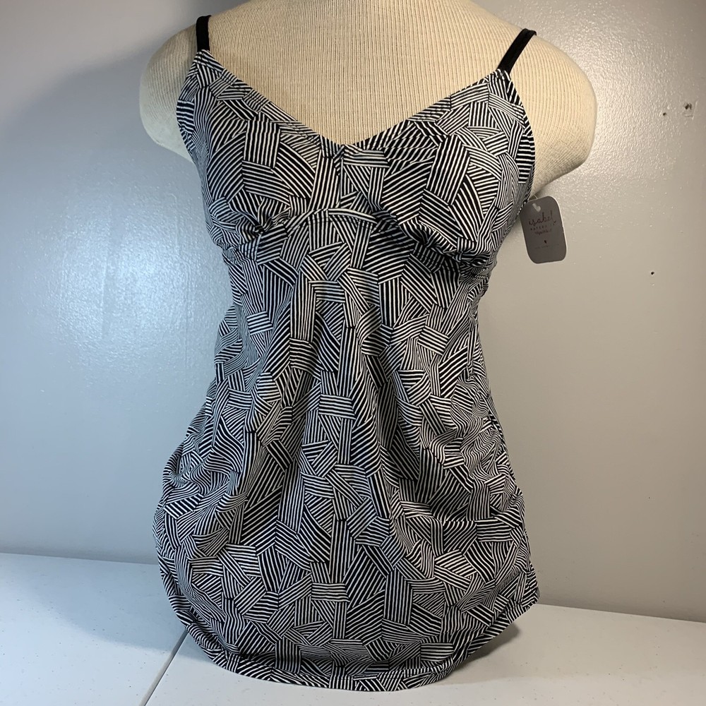 Black Swim Dress Linear Pattern Size Small Ingrid And Isabel *No Bottom*