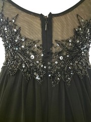 Xscape Size 6 Black Beaded Illusion Prom Dress Formal Evening Gown Slit Tulle