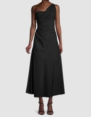 $139 Bardot Women&rsquo;s Black Athena Drape One-Shoulder Midi Dress Size S/US 4