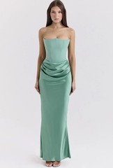 HOUSE OF CB &lsquo;Persephone&rsquo; Jade Strapless Corset MaxiDress Size L-US8-10 Cup D