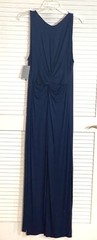 Bobeau Lyla Twist Back Navy Blue Midi Dress Women’s L Keyhole NWT