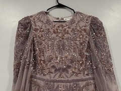 Mac Duggal 93930 Heather Purple Purple Puff Sleeve Embellished A Line Gown Sz 8