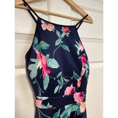 Speechless Floral Halter Strappy Dress Party Skater Juniors 13 XL Navy Blue