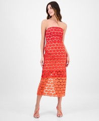 Sam Edelman Women&rsquo;s Dotted Lace Strapless MIDI Dress – Merlot Size 14 NWT