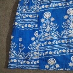 Next Dress Size 16 Cobalt Blue Linen Cotton Mini Botanic V Neck Pocket Summer