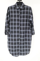 Zara Womens M/L Button front shirt dress plaid check blue collared pockets