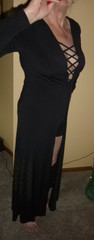 Venus Long Dress Black Plunge Goth Sexy Vampire Hot Pants Size Small
