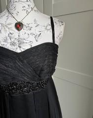 MONSOON Silk Black & Silver Evening Dress UK 12 Timeless Elegant Modern Classic