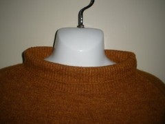 #1144 Sweater Pullover Dress Turtleneck S Dark Orange Yellow Soft Stretch