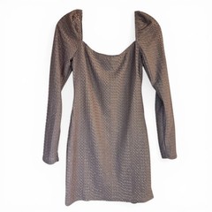 Speechless XS Long Sleeve Bodycon Dress Stone Glitter Sheath Party Mini NEW