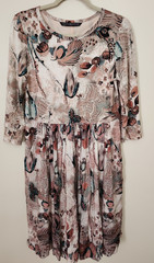 Peruvian Connection Medium Floral Botanical Butterfly Fit & Flare Dress Pockets