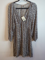 Coastal Boho Flirty Faherty Navy Blue Ditsy Floral Print Mini Dress Sz Lg NWT