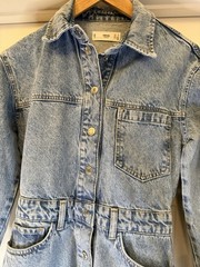 MNG Denim Midi Dress Women Size 2 Light Wash Blue Western Yoke Button Front Long