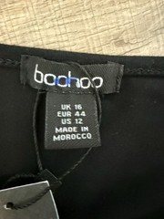 Boohoo Black Puff Ball Bubble Hem Drop Waist Cotton T-shirt Dress