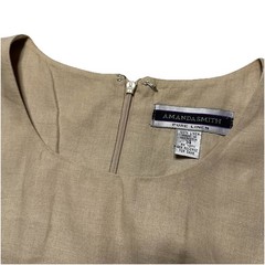 Amanda Smith Maxi Dress Women’s Size 14 Pure Linen Beige Sleeveless Vintage A1