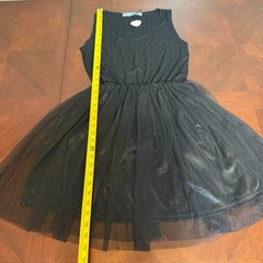Black Tulle Mesh Dress Sleeveless Lined Fit Flare gothic witchy Large