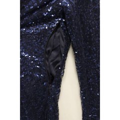 Club L Bodycon All Over Sequin Short Dress Women 8 Open Cowl Back Side Zip Blue