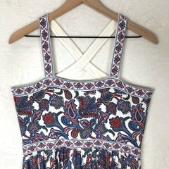 BODEN Paisley Halter Maxi Dress Pockets D0173 US 8R UK 12R Red Blue Cross Front
