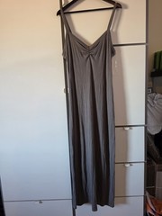 Wild Fable Gray Ribbed Solid V-Neck Strappy Sleeveless Long Maxi Dress XL